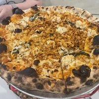 vegan bacon and cheese pizza  at Talula's Pizza in Asbury Park