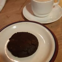 Vegan chocolate cookie and chai latte at Talula's Pizza in Asbury Park