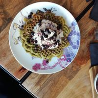 waffles with cardemom (";pulla";) icecream at Oh my Goodness in Helsinki