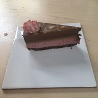 Raspberry liquorice cake at Oh my Goodness in Helsinki