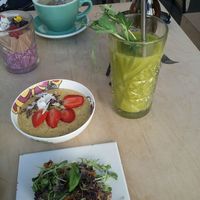 Seedbread, chia pudding, green smoothie at Oh my Goodness in Helsinki