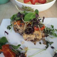 Seedbread with sun-dried tomatoes and hummus at Oh my Goodness in Helsinki