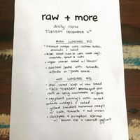 sample of the lunch menu, which changes daily at Raw + More Cafe in West Perth
