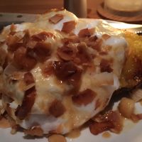 grilled pineapple with macadamia nuts and soy whipped cream.  at Nix in New York City