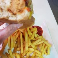 I started eating before I took the photo. Enjoyed the not dog. at Loving Hut - Southgate in Crawley