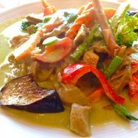 Curry Noodles lunch special with gluten. Delicious and enormous!  at Neecha Thai in Oakland