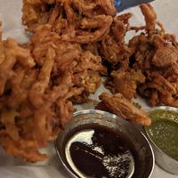 Pakora. All onion, with several eaten prior to pic. Huge portion for 3-4 people. at Chapati in Indianapolis