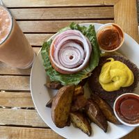 Impossible burger and smoothie #5 at Holi Vegan Kitchen in North Miami Beach