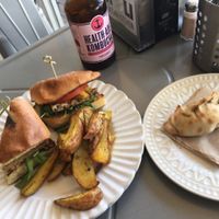 corn empanadas with jerk tempeh panini at Holi Vegan Kitchen in North Miami Beach