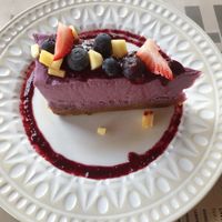Vegan Cashew Cheesecake was really good! at Holi Vegan Kitchen in North Miami Beach