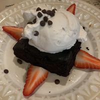 Brownie with ice cream  at Holi Vegan Kitchen in North Miami Beach