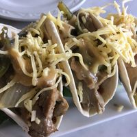 Weird but very tasty seitan tacos with Violife  at Pizza by Elizabeths in Greenville
