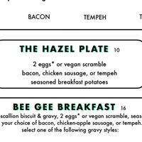 Options from their menu at The Hazel Room in Portland