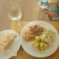 So delicious! 10 euros (not including the vegan wine), so not cheap, but a lovely treat! at Amaranta Bio Bistrot in Rovereto