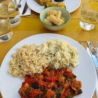 A plate of two tastes and a plate of three at Amaranta Bio Bistrot in Rovereto