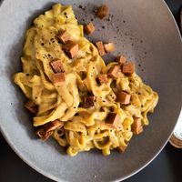 Carbonara at Black Sheep Raw • Vegan Lab & Bistrot in Trento