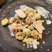 Gnocchi di piselli at Black Sheep Raw • Vegan Lab & Bistrot in Trento