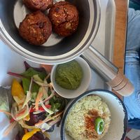 Gardeners balls with rice and pesto at Eat Me in Scarborough