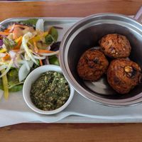Gardner's balls with walnut pesto at Eat Me in Scarborough