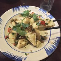 Fried tofu with chili lemon grass  at Pi Vegetarian Bistro in Ho Chi Minh City