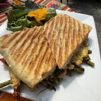 Vegetable panini with lemon dill hummus  at Origins Cafe in Cooperstown