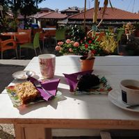 Apple crumble and black forest cake 😋 at Ice Cream Saloon Clio in Nessebar