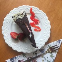 vegan chocolate cherry almond tart  at Ice Cream Saloon Clio in Nessebar