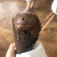 Vegan chocolate ice cream with (vegan) chocolate cone!  at Ice Cream Saloon Clio in Nessebar