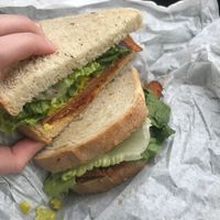 Vegan Italian sandwich with tempeh  at Pavement Coffeehouse - Fenway in Boston
