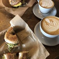 vegan tequila sandwich + oat milk latte at Pavement Coffeehouse - Gainsborough St in Boston