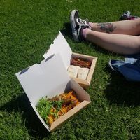 Sweet potato salad and falafel wrap. at Qupi Cafe and Bistro in Edinburgh