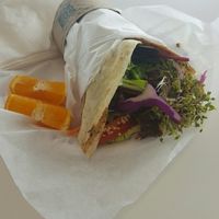 delicious vegan wrap at It's All Good Organic in Calgary