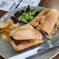 Vegan cheese, haggis and onion chutney panini at The Flame Tree Cafe in Dundee