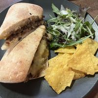 Veggie Haggis, onion relish & vegan cheese panini - this was banging 👍🏻  at The Flame Tree Cafe in Dundee