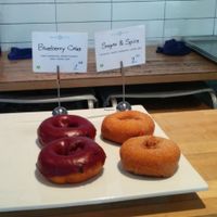 Tasty, moist vegan donuts. Blueberry basil, sugar & spice.  at Blue Star Donuts - 23rd in Portland