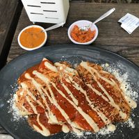 Enchiladas in red sauce  at Veguisima in Mexico City