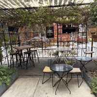 Outdoor seating  at Veguisima in Mexico City