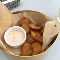 Breaded oyster mushrooms at Veganic in Krakow