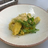 Herbal dumplings with bean and aglio at Veganic in Krakow