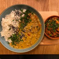 Thai soup with kimchi  at Veganic in Krakow