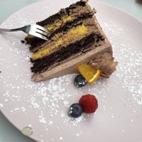 Chocolate orange cake (a bit bland)  at Veganic in Krakow
