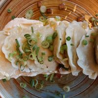 Dumplings with tofu and potatoes at Veganic in Krakow
