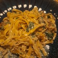 Mushroom pasta with butternut squash at Veganic in Krakow