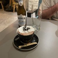 0% beer and Oreo hot chocolate   at Veganic in Krakow