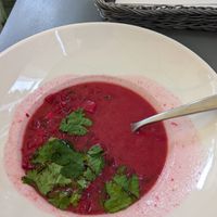 Beet root soup at Veganic in Krakow