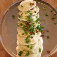 Tried pierogi first time, these were with tofu, delicious 😋 at Veganic in Krakow