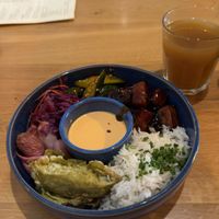 Poke/buddha bowl + kombucha  at Veganic in Krakow