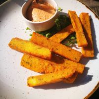 starter: polenta fries at Veganic in Krakow