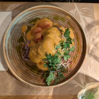 Cabbage rolls with cheese sauce at Veganic in Krakow