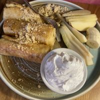 Breakfast pancakes with orange sauce - fluffy and perfect !   at Veganic in Krakow